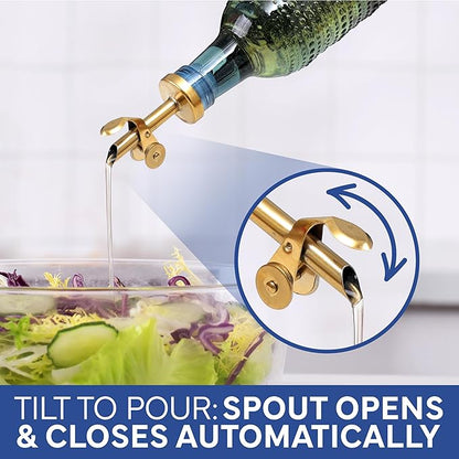 COOK WITH COLOR Glass Olive Oil Bottle Dispenser - 2 Pack- 17oz Oil and Vinegar Cruet - Olive Oil Carafe Decanter for Kitchen, Champagne Bubbles, Blue - Image 6