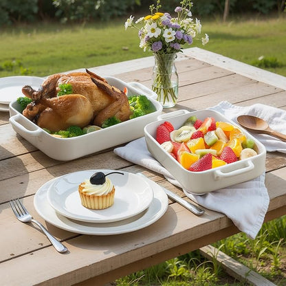 ONEMORE Casserole Dishes for Oven,9.5"x15.4" Baking Dishes Set of 4,Ceramic Bakeware Sets with Handles for Cooking, Baking,Serving, Wedding and Gifting, Baking Pan White , Microwave & Dishwasher Safe(7.5"/11.2"/13.4"/15.4") - Image 8