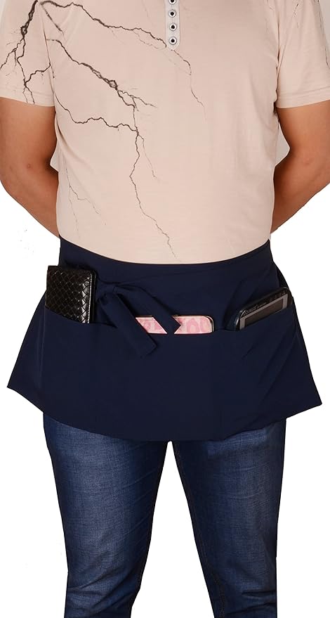 Resist water 3 big Pockets Waist Server Apron Kitchen Restaurant Unisex Half Aprons - Image 4