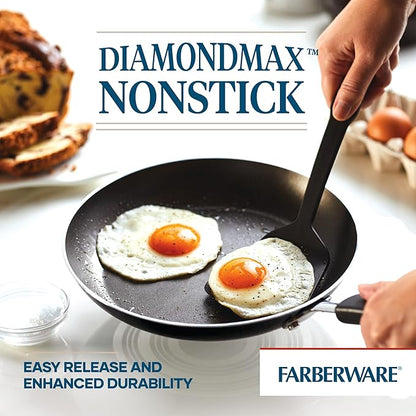 Farberware Cookstart DiamondMax Nonstick Cookware/Pots and Pans Set with Glass Lids, Dishwasher Safe, Includes Baking Pan and Kitchen Cooking Tools, 15 Piece - Black - Image 6