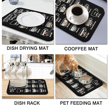 Super Absorbent Anti-Slip Silicone Dish Drying Mats - 24inx18in, Fits Countertop, Kitchen Counter, Coffee Maker, Espresso Machine