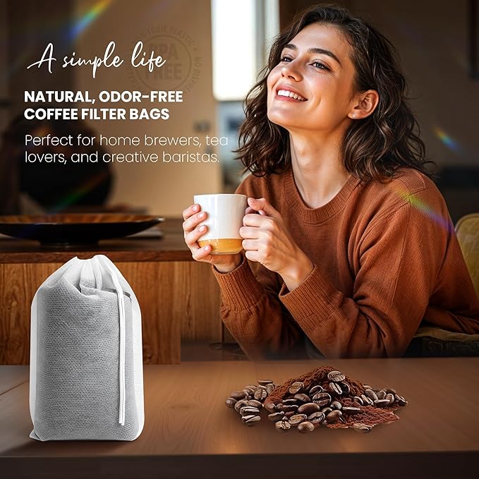 Cold Brew Bags, 120 Count Brew Coffee Filter Bags, 4 * 6 Inch Fine Mesh Drawstring Pouches, Fits Mason Jars & French Press, Ideal for Tea, Herbs & Spices - Image 4