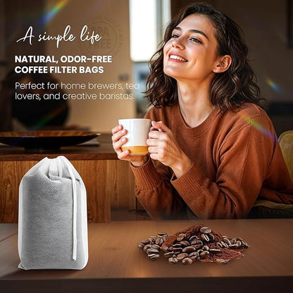 Cold Brew Bags, 120 Count Brew Coffee Filter Bags, 4 * 6 Inch Fine Mesh Drawstring Pouches, Fits Mason Jars & French Press, Ideal for Tea, Herbs & Spices - Image 4