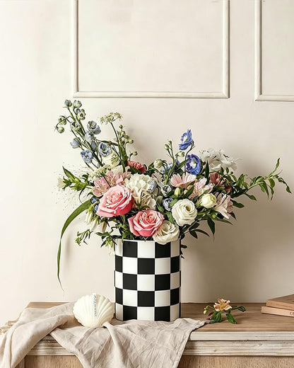 Checkered Kitchen Utensil Holder - 7.2" Ceramic Utensil Crock for Countertop, Kitchen Decor and Accessories for counte (Black) - Image 6