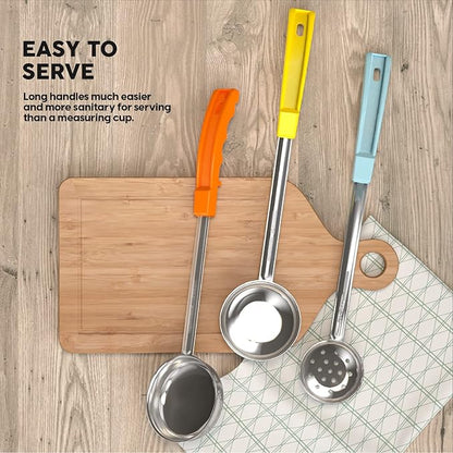 Portion Control Serving Spoons - (8 Piece Set) Restaurant Measuring Serving Ladle Utensils for Weight Loss, Bariatric Gastric Sleeve, Includes 2, 4, 6, 8 oz Solid & Perforated Scoops, 14-1/4" Long - Image 7