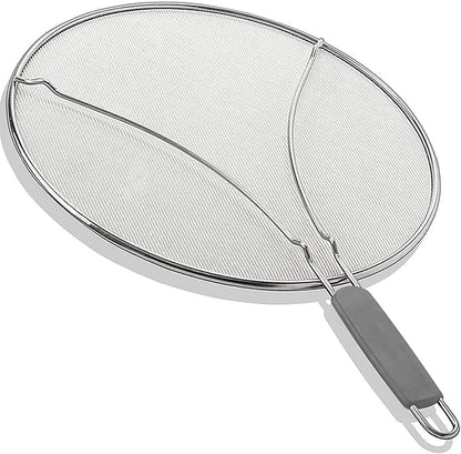 13" Grease Splatter Screen for Cooking | Stainless Steel Oil Splatter Guard and Ultra-Fine Mesh Protects Skin from Burns | TPR Tight-Grip Handle (Grey) by KAFOOR
