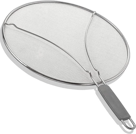 13" Grease Splatter Screen for Cooking | Stainless Steel Oil Splatter Guard and Ultra-Fine Mesh Protects Skin from Burns | TPR Tight-Grip Handle (Grey) by KAFOOR