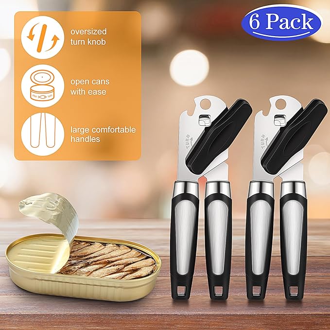 Gisafai 6 Pcs Manual Can Opener with Sharp Blade Smooth Edge Multifunctional Kitchen Gadget Handheld Openers Oversized Handheld Knob Can and Bottle Animals - Image 3