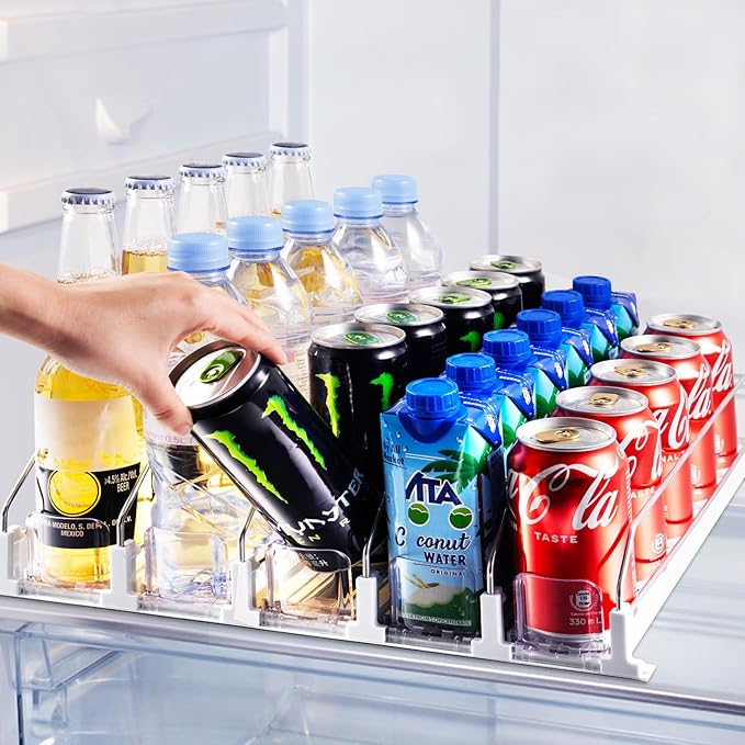 Drink Organizer for Fridge, Soda Can Dispenser for Refrigerator, Automatic Drink Dispenser for Fridge Holds up to 25 Cans, 5 Row by Coanto