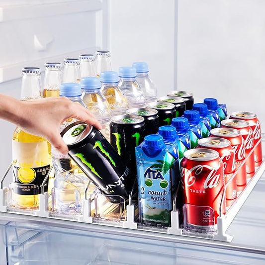 Drink Organizer for Fridge, Soda Can Dispenser for Refrigerator, Automatic Drink Dispenser for Fridge Holds up to 25 Cans, 5 Row by Coanto