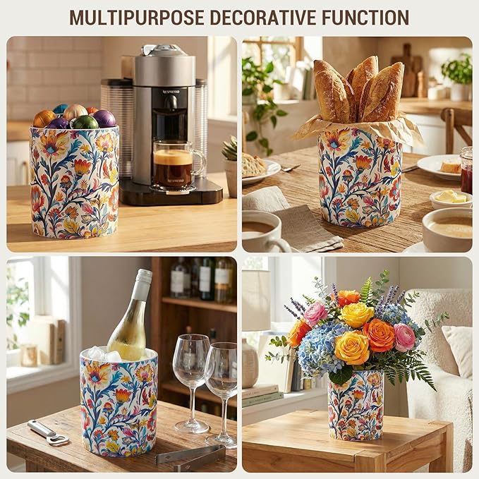 MyGift Vibrant Paisley Floral Ceramic Kitchen Utensil Holder – Decorative Crock for Cooking Utensils, Flatware, and Countertop Storage