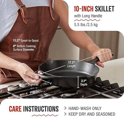 Victoria 10-Inch Cast Iron Skillet, Pre-Seasoned Cast-Iron Frying Pan with Long Handle, Made in Colombia - Image 6