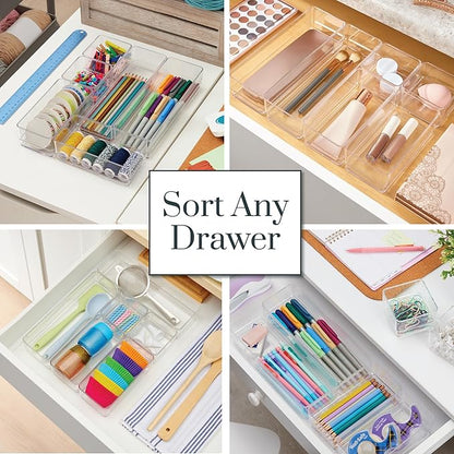 STORi SimpleSort Drawer Organizer Bins 6 pc Set, Multi-size, Bathroom Organizers and Storage, Makeup Organizer, Desk Organizer, Vanity Organizer, Clear Organizing Containers, Made in USA - Image 4