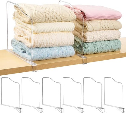 Vtopmart 8 Pack 12in Height Shelf Dividers for Closet Organization, Clear Plastic Closet Shelf Dividers of Upgrade Height for Maximizing Vertical Space Storage, Organizing Sweater, Jeans, Shirts, Bags