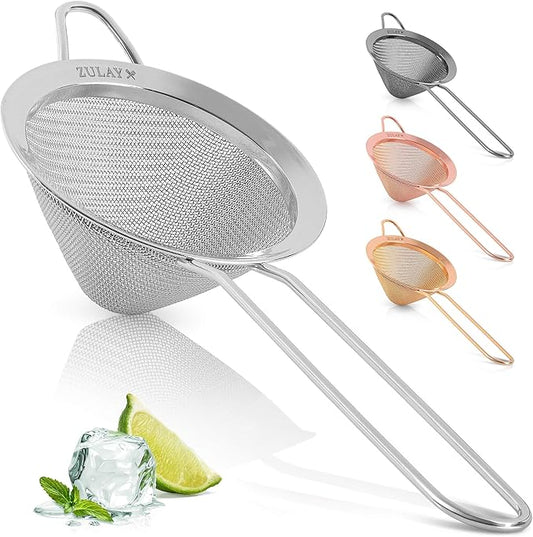 Zulay Kitchen 304 Stainless Steel Fine Mesh Strainer 3.35 in - Strainers Fine Mesh, Tea Strainers for Loose Tea - Perfect for Tea, Cocktails, Juicing, Drinks, Liquids, Matcha, Coffee & More