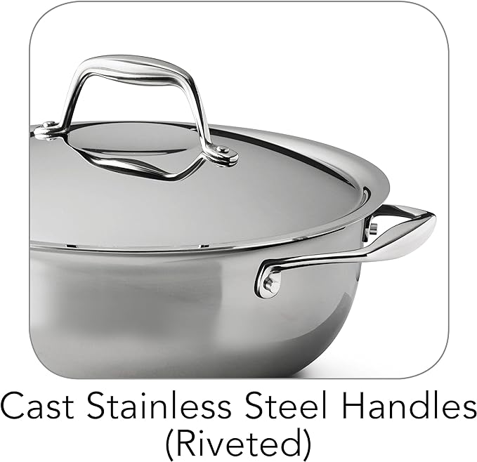 Tramontina Signature Tri-Ply Clad Stainless Steel 4-Quart Universal Pan with Lid, Induction-Ready Cooking Pan, Dishwasher-Safe, NSF-Certified, Made in Brazil - Image 3
