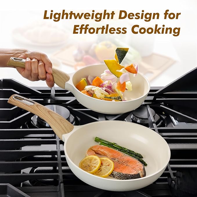 SENSARTE Ceramic Nonstick Frying Pan Skillet with Lid 11inch Non Stick Omelet Pan, Non-toxic Healthy Kitchen Cooking Chef's Pan, Free of Intentionally Added PFOA/PFAS/PTFE, Induction Compatible, White - Image 7