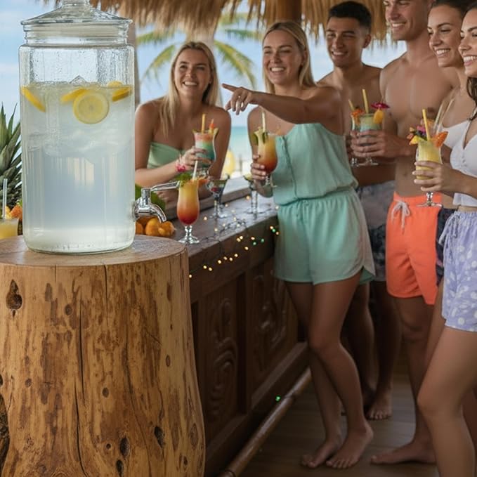 2 Gallon Glass Drink Dispenser with Spout for Parties - Tall Airtight Mason Style Beverage Serveware Stand with Metal Spigot for Kombucha, Water, Juice, Punch, Cocktails, Ice Tea & Sun Tea - Image 9