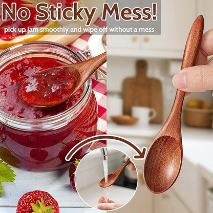7pcs Small Wooden Spoons for Honey, Tea, Coffee Little Wood Table Spoon for Eating, Stirring Mini Wooden Utensils Set - Image 2