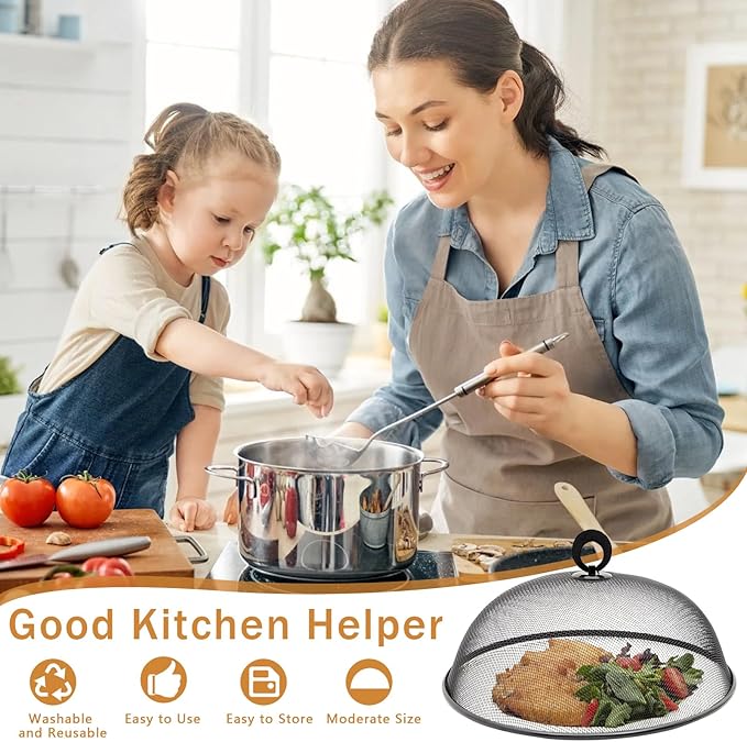 8 Pcs Metal Mesh Screen Food Cover for Outdoors Set Including 2 Pcs Extra Large 18.5 in Mesh Food Tents for Outdoor 6 Pcs 11 in Large Dome Picnic Food Covers Mesh Food Covers - Image 4