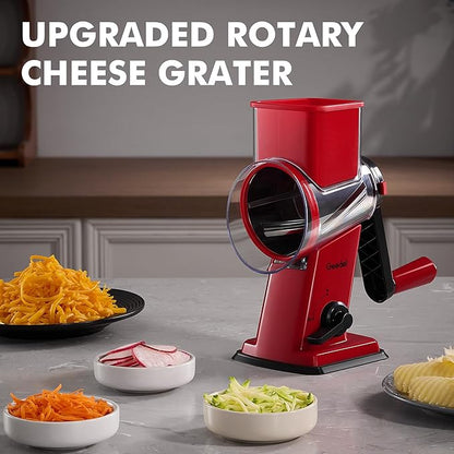 Geedel Rotary Cheese Grater - Upgraded Vegetable Shredder with 4 Interchangeable Blades, Easy to Clean Cheese Shredder with Handle, Kitchen Grater Nuts Grinder for Cutting Cheese, Vegetable, Nuts - Image 7