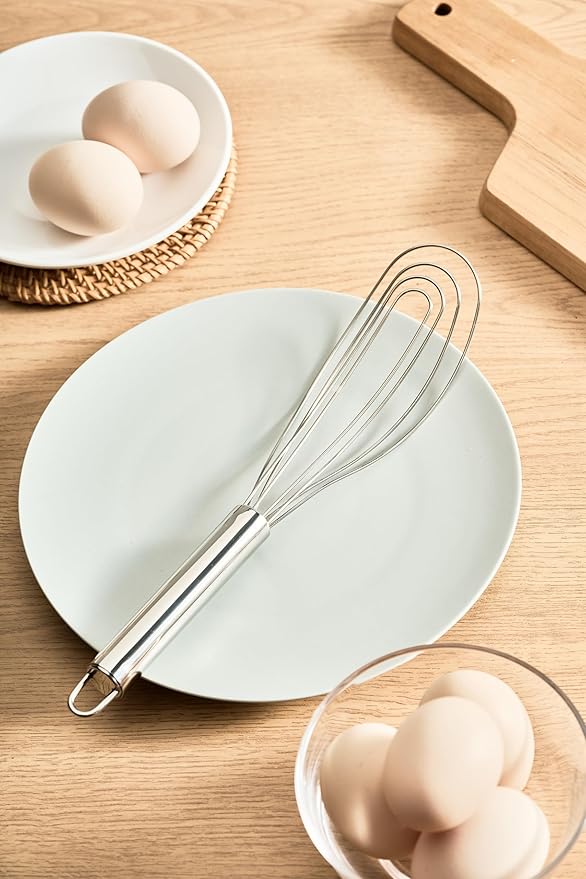 10.63" Stainless Steel Flat Whisk,Egg Beater for Blending,Whisking,Beating,or Stirring - Image 5