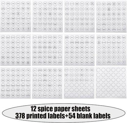 Spice Labels, 432Pcs Spice Labels Stickers 1.4in Waterproof Adhesive Round Preprinted Spice with Blank Label White Tear Resistant Sticker for Kitchen Jars Caps Food Containers Organizers (White) - Image 5