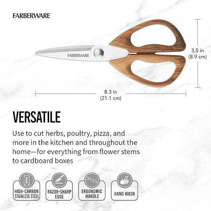 Farberware 5221282 All Purpose Shear, Pecan Wood Handles 8.2 x 3.5 x 0.5 inches - Image 6