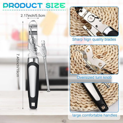 Gisafai 30 Pcs Can Opener Manual Bulk Smooth Edge with Sharp Blade and Soft Non Slip Grip Handle Heavy Duty Handheld Safety Can Opener, Black and Silver - Image 2