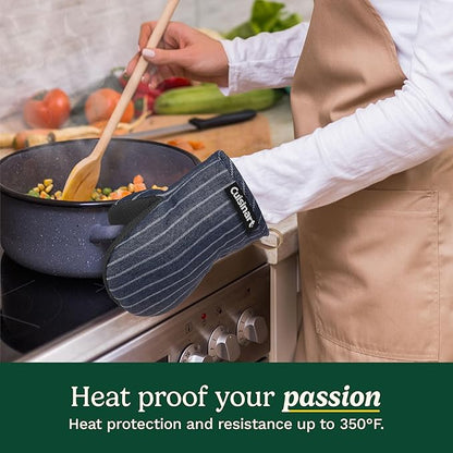 Cuisinart Heritage Mini Oven Mitts – 5.5” x 7” Heat-Resistant Kitchen Mitts for Oven with Non-Slip Neoprene Palm, Cotton Filling, and Faux Leather Loop – Durable Oven Mitt Set for Cooking & Baking - Image 3