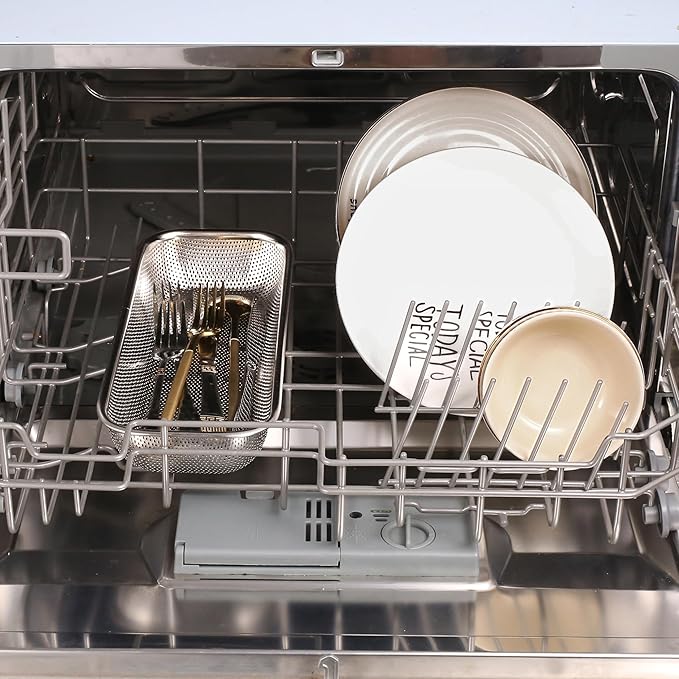 2Pack Stainless Steel Tumbler Cup Lid Organizer Inside Cabinet, Mason Jar Lid Holder, Rectangular Basket for Storage of Silverware, Chopsticks, straws and Utensils - Image 7