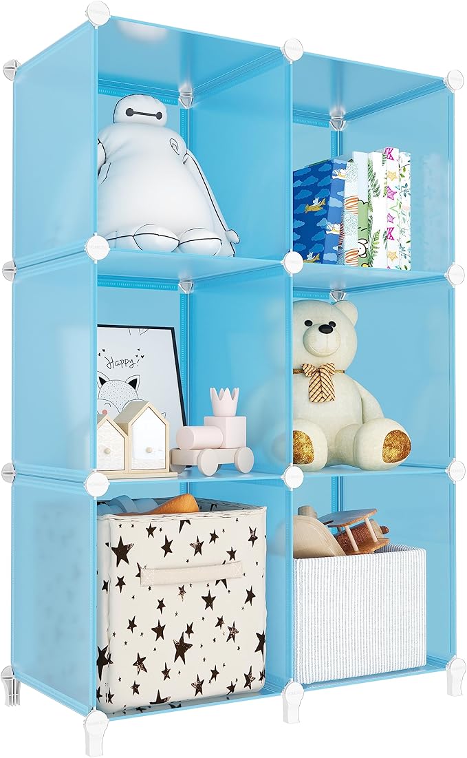 Portable Closet 6 Cube Closet Organizer and Storage Shelf Bookcase with Metal Hammer, Organizer Cabinet for Kids, Bedroom, Bathroom by DecorateYourHome