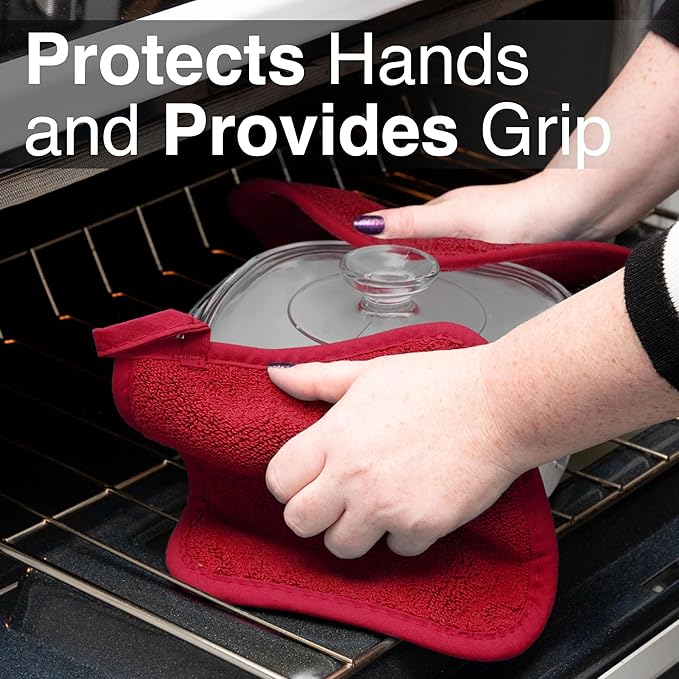RITZ Terry Potholder & Hot Pad: Unparalleled Heat Resistant, Durable 100% Cotton – Ergonomically Designed for Optimal Grip – Easy-Care Machine Washable – 2-Pack, Paprika - Image 5