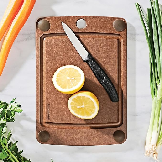 Epicurean All-In-One Cutting Board with Non-Slip Feet and Juice Groove - Non-toxic, Dishwasher Safe, Made in the USA, 10" x 7", Nutmeg - Image 2