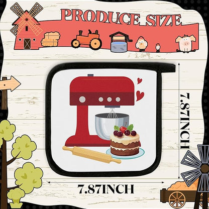 Bencailor 12 Pcs Pot Holders with Pocket Kitchen Hot Potholders Hot Pad Oven Mitts Cookie Bag Oven Gloves for Kitchen Gift Baking Cooking(Bright Color,Farmhouse)