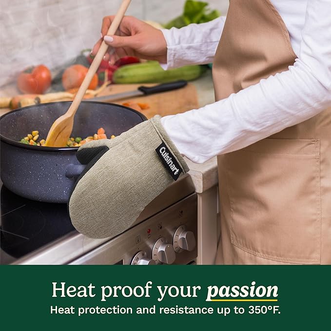 Cuisinart Mini Oven Mitts – 5.5” x 7” Heat-Resistant Kitchen Mitts for Oven with Non-Slip Neoprene Palm, Cotton Filling, and Fabric Loop – Durable Oven Mitt Set for Cooking & Baking (Chambray) - Image 3