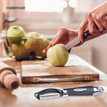 Farberware Pro2 Vegetable Peeler, Euro Peeler with Razor-Sharp Stainless Steel Blade, Swivel Peeler for Potatoes, Fruits, and Vegetables, Built-In Bud Remover, Dishwasher Safe - Image 6