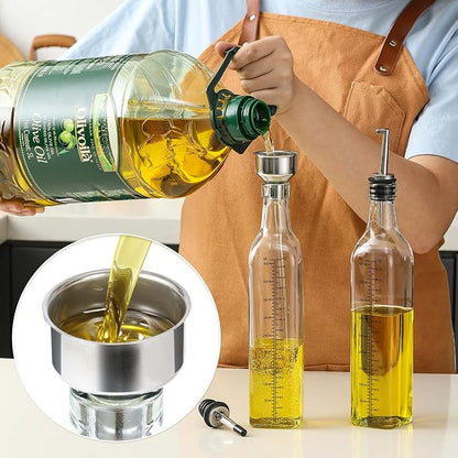 AOZITA 17oz Glass Olive Oil Dispenser Bottle - 500ml Clear -Oil & Vinegar Cruet with Pourers and Funnel - Olive Oil Carafe Decanter for Kitchen - Image 6