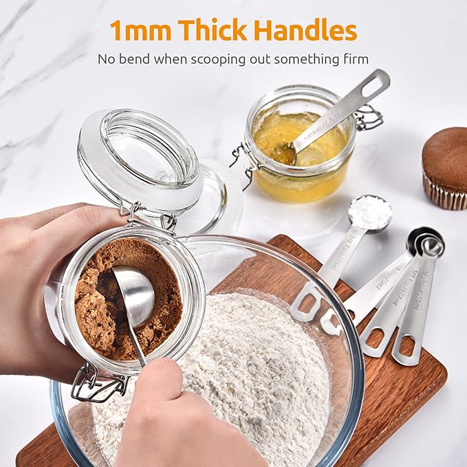 U-Taste 18/8 Stainless Steel Measuring Spoons Set: 7 Piece - 1/8, 1/4, 1/2, 3/4 tsp, 1 tsp, 1/2 & 1 tbsp for Dry & Liquid Ingredients - Image 5