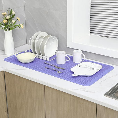 MicoYang Silicone Dish Drying Mat for Multiple Usage,Easy clean,Eco-friendly,Heat-resistant Silicone Mat for Kitchen Counter or Sink,Refrigerator or Drawer Liner Light Purple 5XL 36inches x 18inches - Image 6