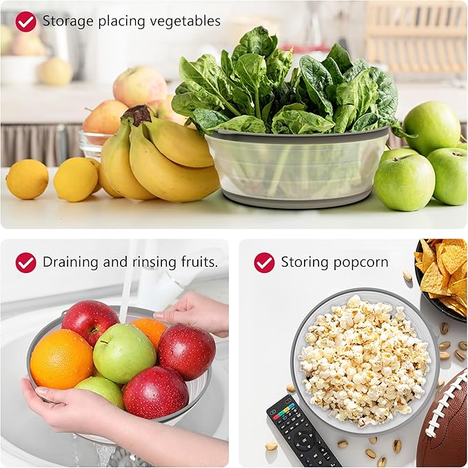 WVM Microwave Splatter Cover Vented for Food with Hook Hole, Splatter Guard & Colander Kitchen Gadget for Food, Meal Prep, Grey - Image 5