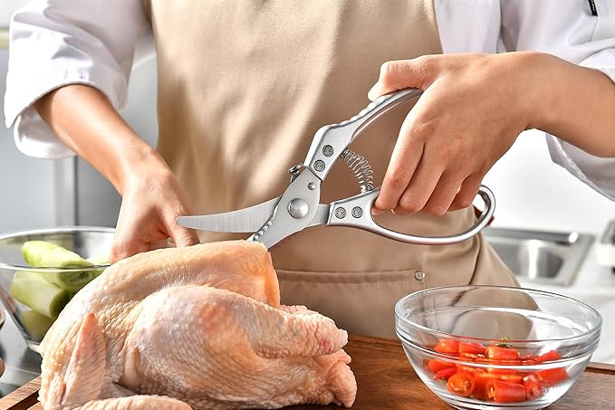 Heavy Duty Kitchen Shears - Professional Poultry Scissors with Ergonomic Aluminum Alloy Handle - Safety Lock, Dishwasher Safe, All-Purpose Meat & Bone Cutting Scissors for Food, Chicken & Turkey