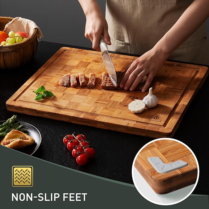 Extra Large Bamboo Cutting Board Non Slip Over Sink Kitchen 2025 First Apartment Essentials Wooden Cutting Board New Home Must Haves Accessories House Warming Decor Housewarming Hostess Host Gifts - Image 2