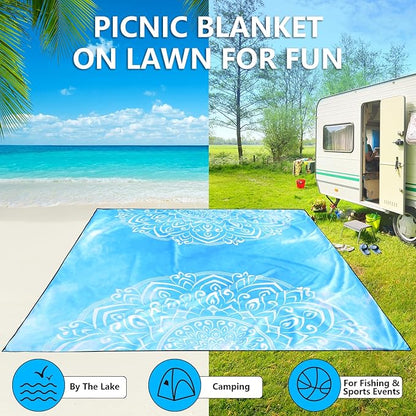 WIWIGO Beach Blanket Waterproof Sandproof Beach Mat 79" X 83"/10'x9'for 2-8 Adults Quick Drying Outdoor Picnic Mat Beach Accessories for Travel, Camping, Hiking - Image 5