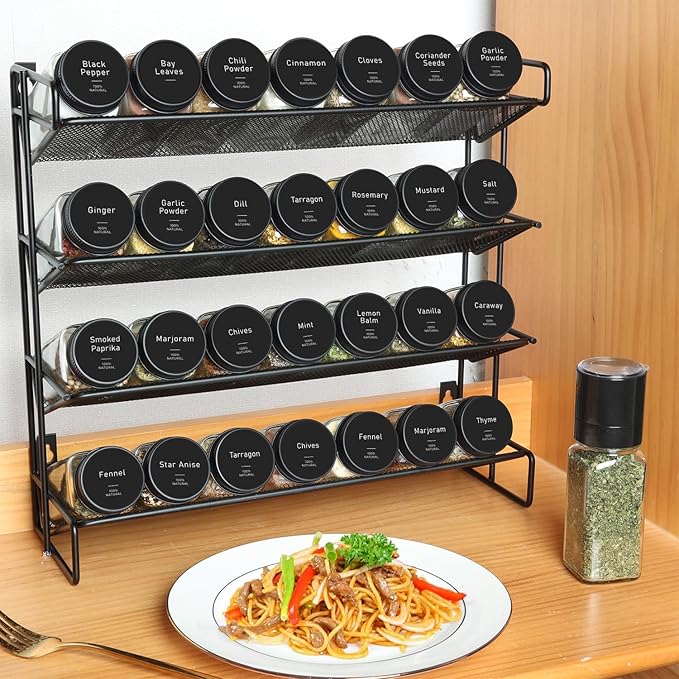 ComSaf 15Pcs 4oz Glass Spice Jars with Shaker Lids, 93 Labels, a Handy Funnel, a Pepper Grinder, Empty Spice Containers and Square Spice Bottles for Kitchen and Seasoning - Image 7
