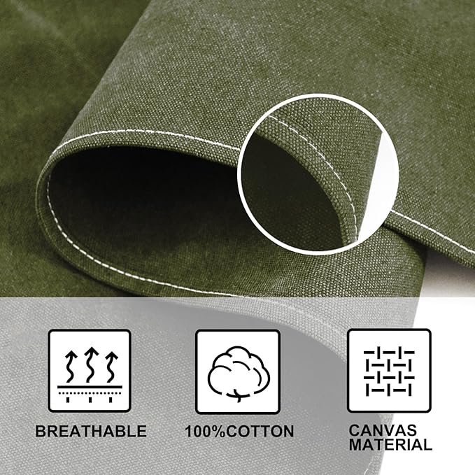 OUNLEN Chef Apron for Men Women Canvas Aprons with 3 Pockets Cross Back Resistant Work Apron for Cooking - Image 4
