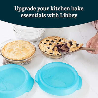 Libbey Baker’s Premium 2 Piece Glass Pie Plate, Stackable, Space Saving Casserole Dish Set with Lids, Glass Baking Dish Set for Fruit Pies, Quiches - Image 2