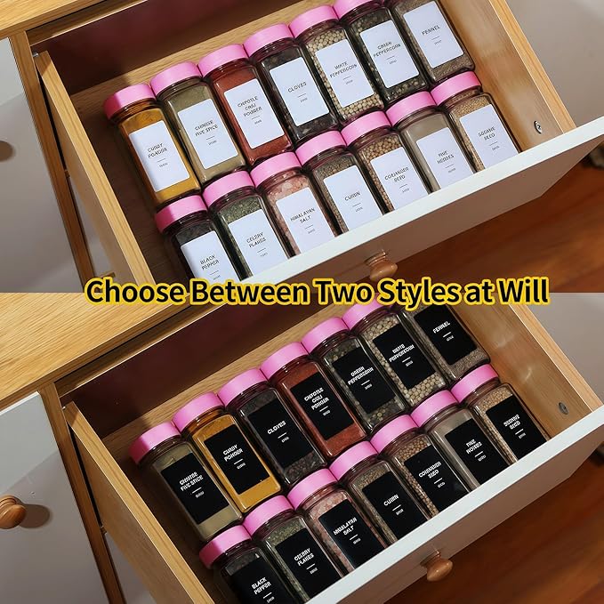 24 Glass Spice Jars with Label-4oz Spice Containers with Lids and Shaker Lids,3 Sets of Spice Labels 1 Collapsible Funnel 2 Erasable Markers (24) - Image 6