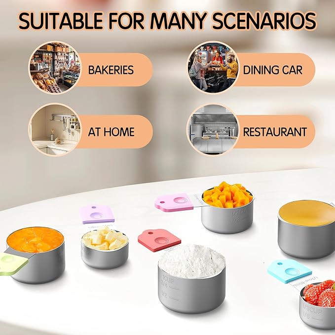 Magnetic Measuring Cups, 5 Stainless Steel Nesting Measuring Cup Set for Measuring Dry or Liquid Ingredients - Image 4