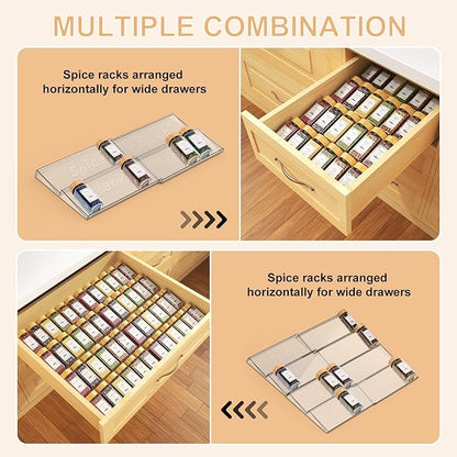 24 Spice Jars with Spice Drawer Organizer, 355 Spice Labels, 2 Pack Expandable From 11'' to 21'' Acrylic Spice Rack for Drawer, Seasoning Containers Storage Organization for Kitchen Cabinet Countertop - Image 6